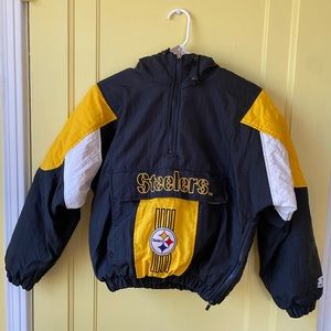 Vintage Steelers Hooded Quarter Zip Pullover Size Medium